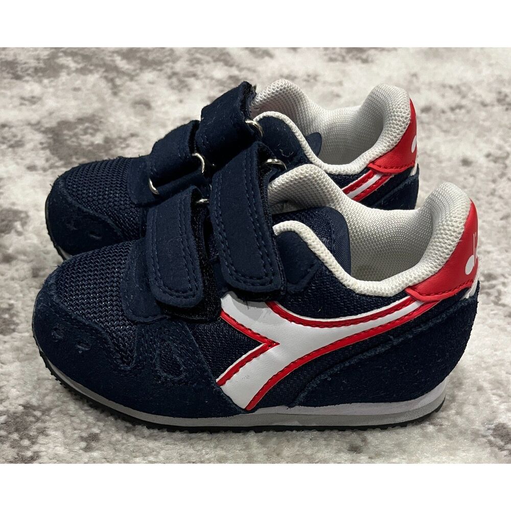 Diadora Simple Run TD Boys Unisex Sneakers Blue Suede Toddler Sz 7
